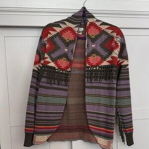 Colorful Tasha polizzi southwest Aztec Cardigan with Fringe